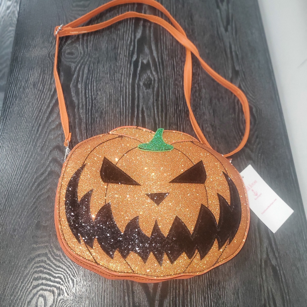 Halloween Pumpkin Glitter Crossbody Bag
